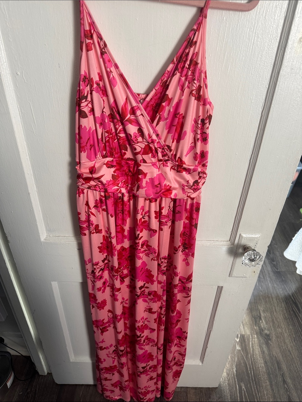 Amazon Pink Floral Wrap Maxi Dress